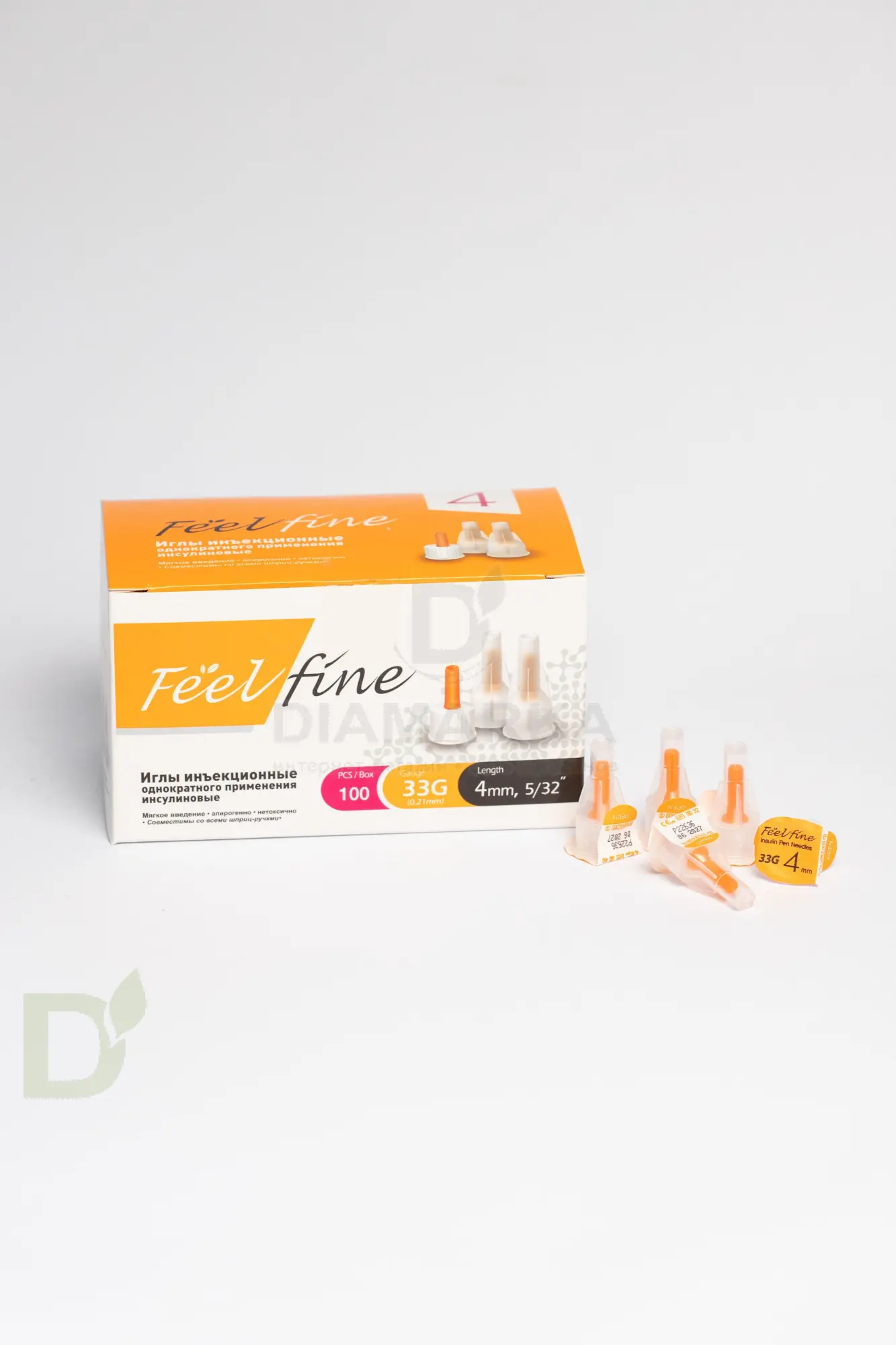 Иглы ФилФайн (FeelFine) 33G, длина 4 мм, 100 штук, для шприц ручек