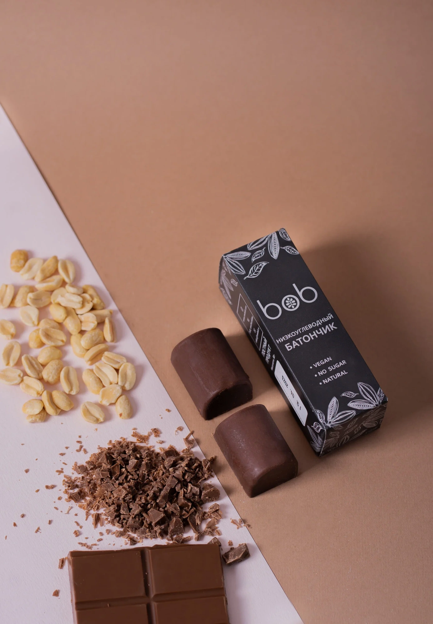 Батончик BOB неглазированный низкоуглеводный с какао 50гр.New